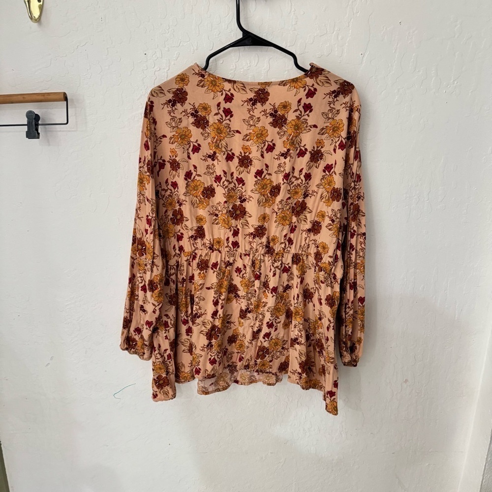 Bloomchic Floral Orange Pink Lace Babydoll Long Sleeve Blouse Plus Size 22/24 - Picture 6 of 6